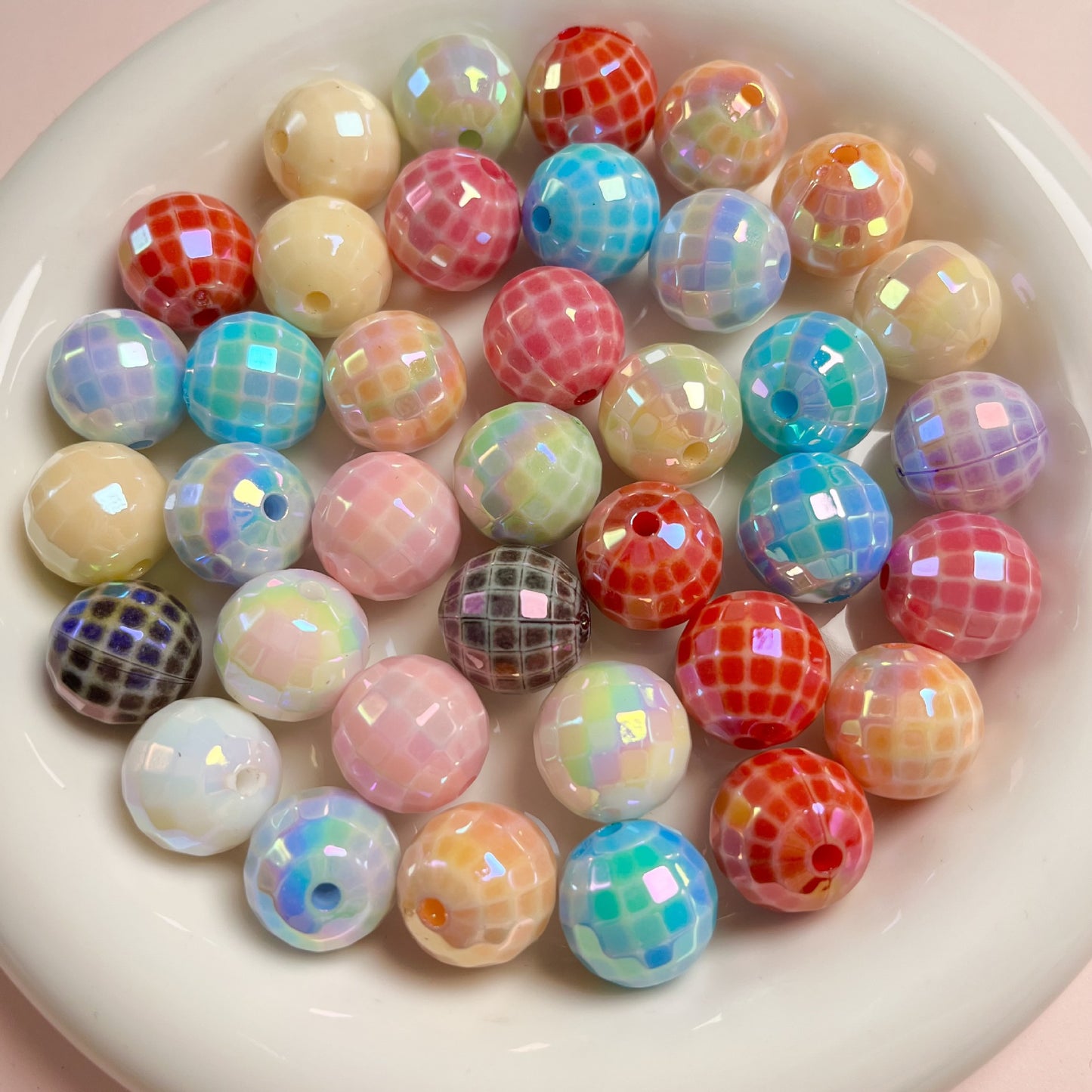 16MM electroplated multi-color acrylic disco beads