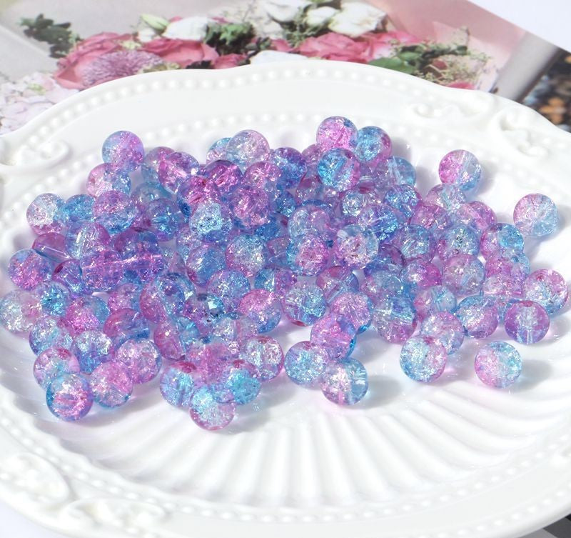 8MM colored glass burst crystal broken ice crack beads diy handmade jewelry bracelet accessories material