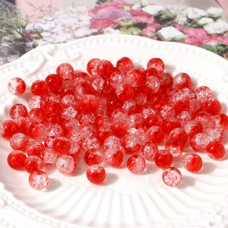 8MM colored glass burst crystal broken ice crack beads diy handmade jewelry bracelet accessories material