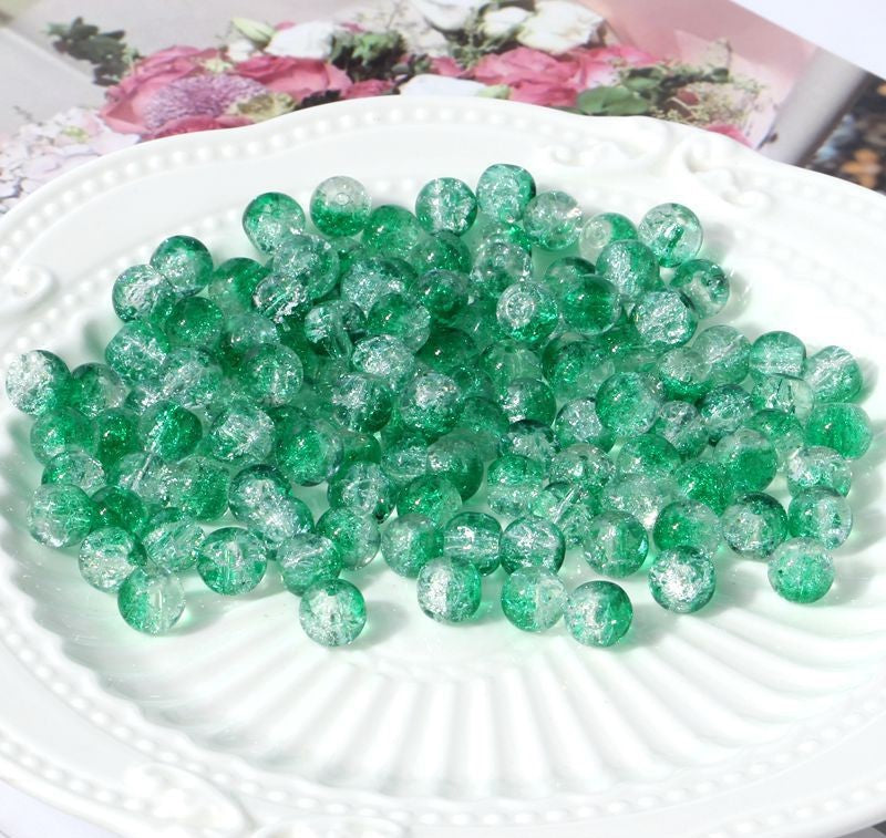 8MM colored glass burst crystal broken ice crack beads diy handmade jewelry bracelet accessories material