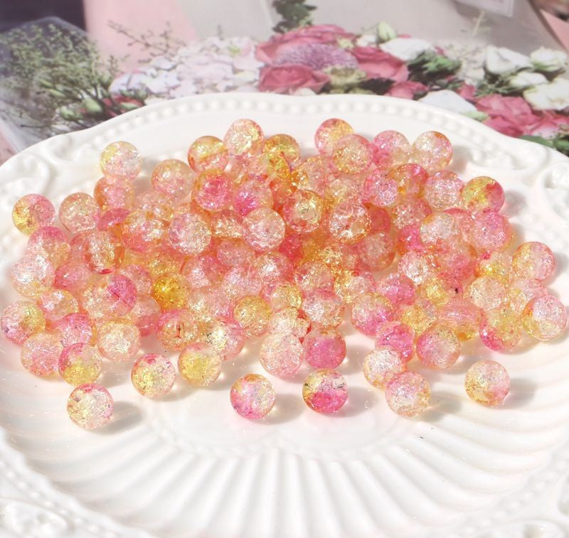 8MM colored glass burst crystal broken ice crack beads diy handmade jewelry bracelet accessories material