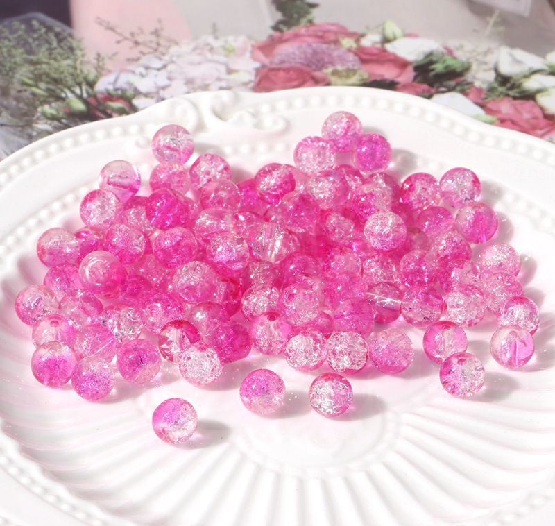 8MM colored glass burst crystal broken ice crack beads diy handmade jewelry bracelet accessories material