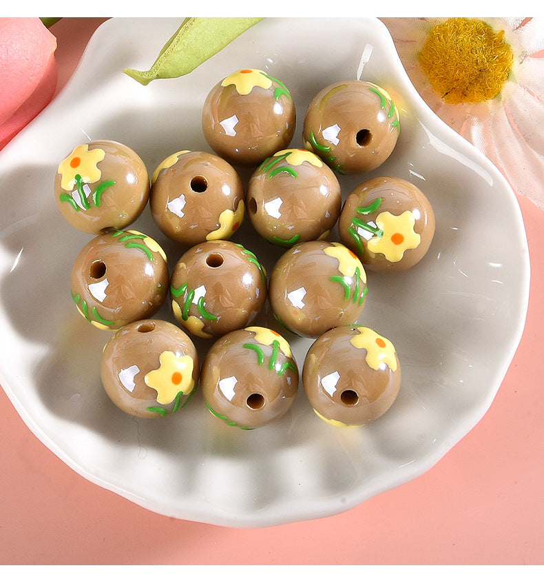 15MM cartoon hand made small flower resin DIY beads