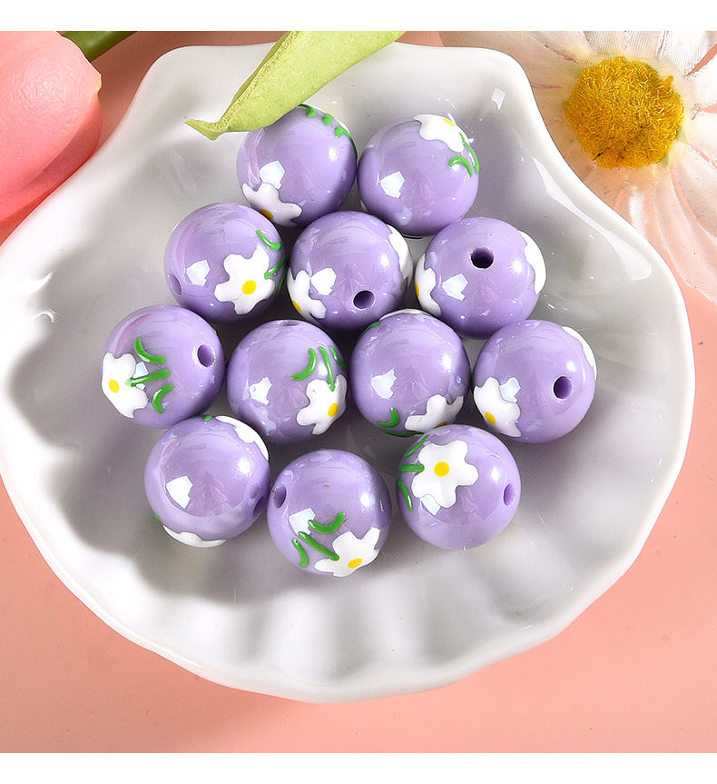 15MM cartoon hand made small flower resin DIY beads