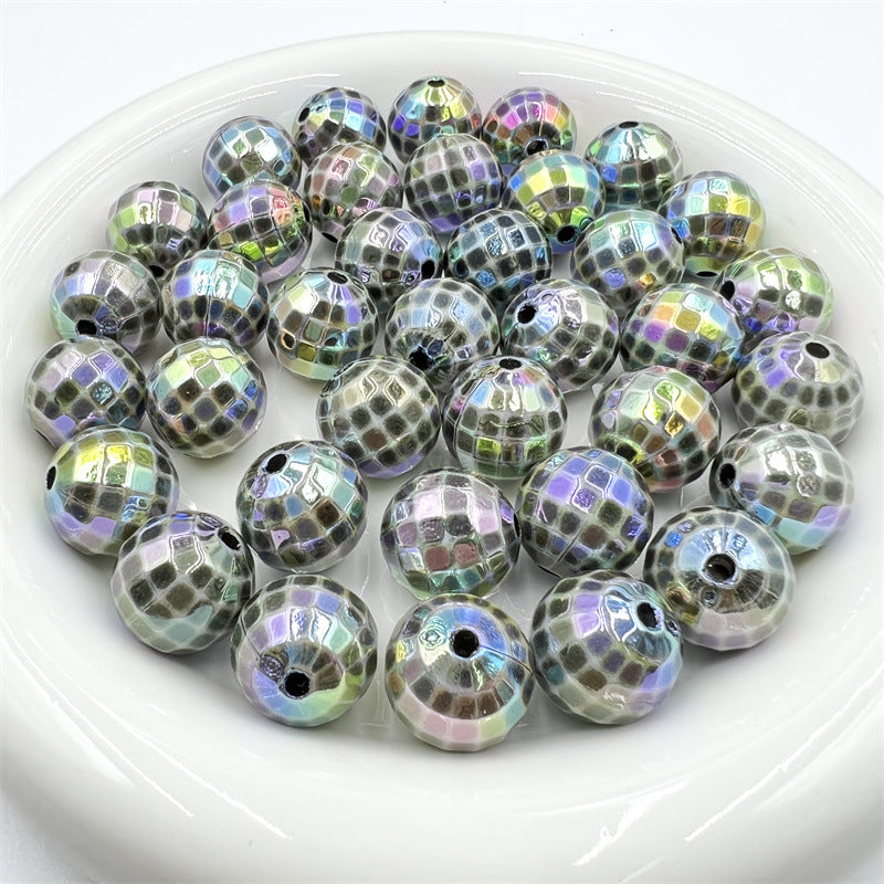 16MM electroplated multi-color acrylic disco beads