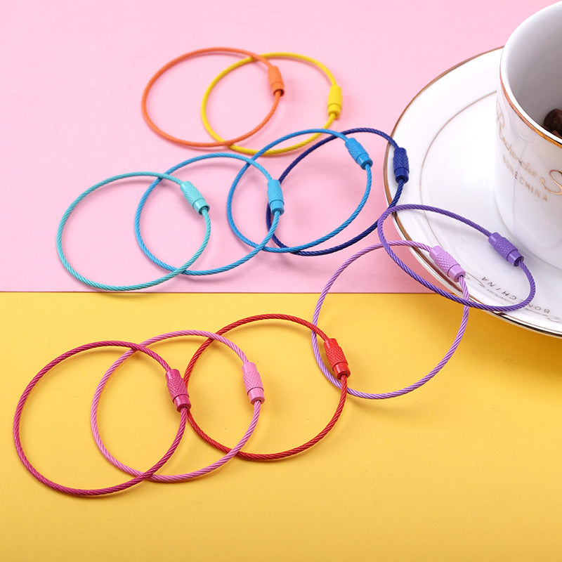 Candy Color Painted Steel Wire Rope Car Key Ring Keychain DIY Accessories JC0004PJ