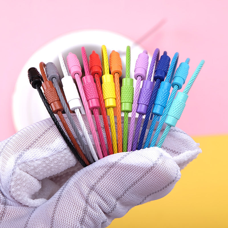 Candy Color Painted Steel Wire Rope Car Key Ring Keychain DIY Accessories JC0004PJ
