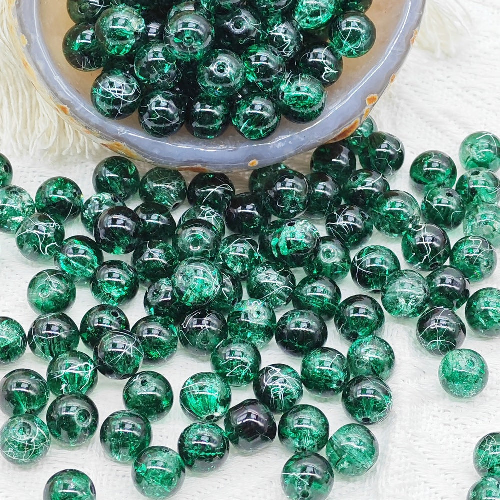 10MM brushed cracked glass beads DIY semi-finished jewelry accessorie