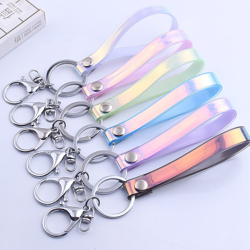 Rainbow Laser Key Lanyard Symphony Lovely Personality Key chain Trend Hologram Key chain JC0012PJ