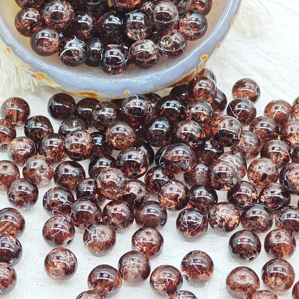 10MM brushed cracked glass beads DIY semi-finished jewelry accessorie