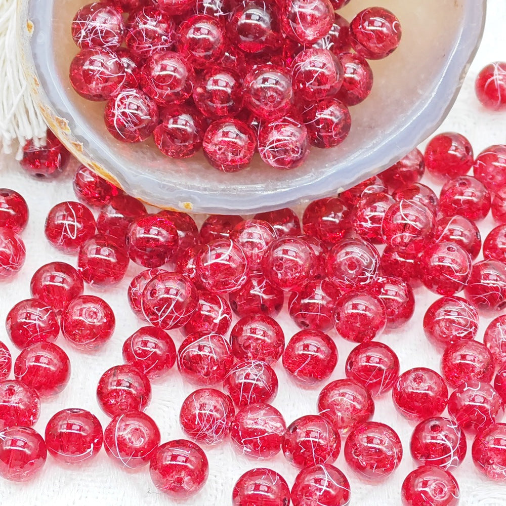 10MM brushed cracked glass beads DIY semi-finished jewelry accessorie