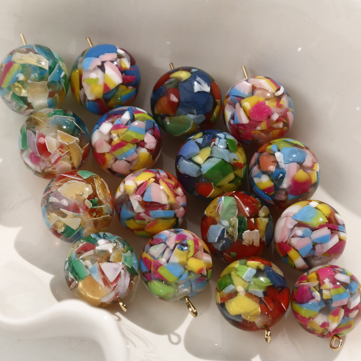 17MM Rainbow splinters resin beads DIY jewelry material