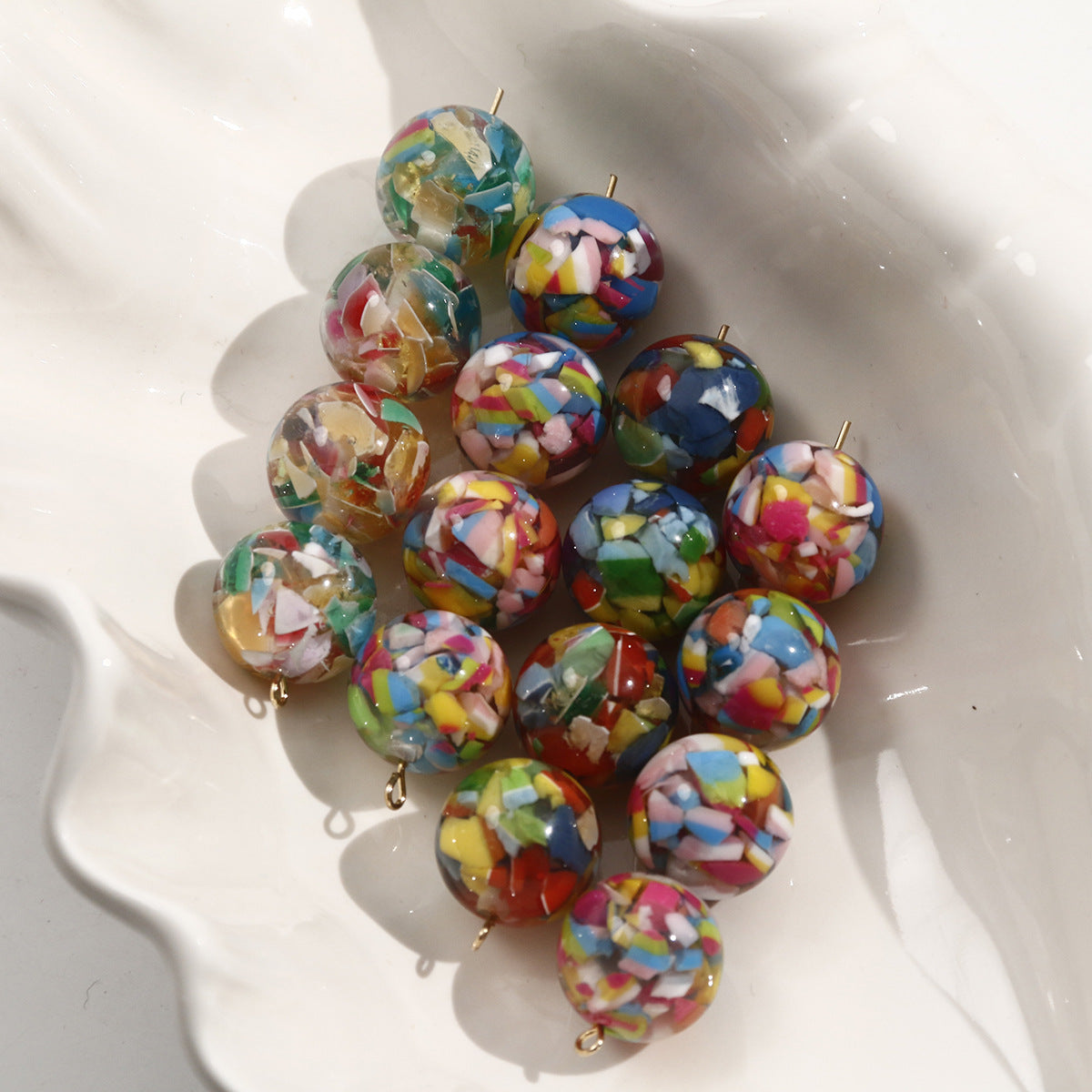 17MM Rainbow splinters resin beads DIY jewelry material