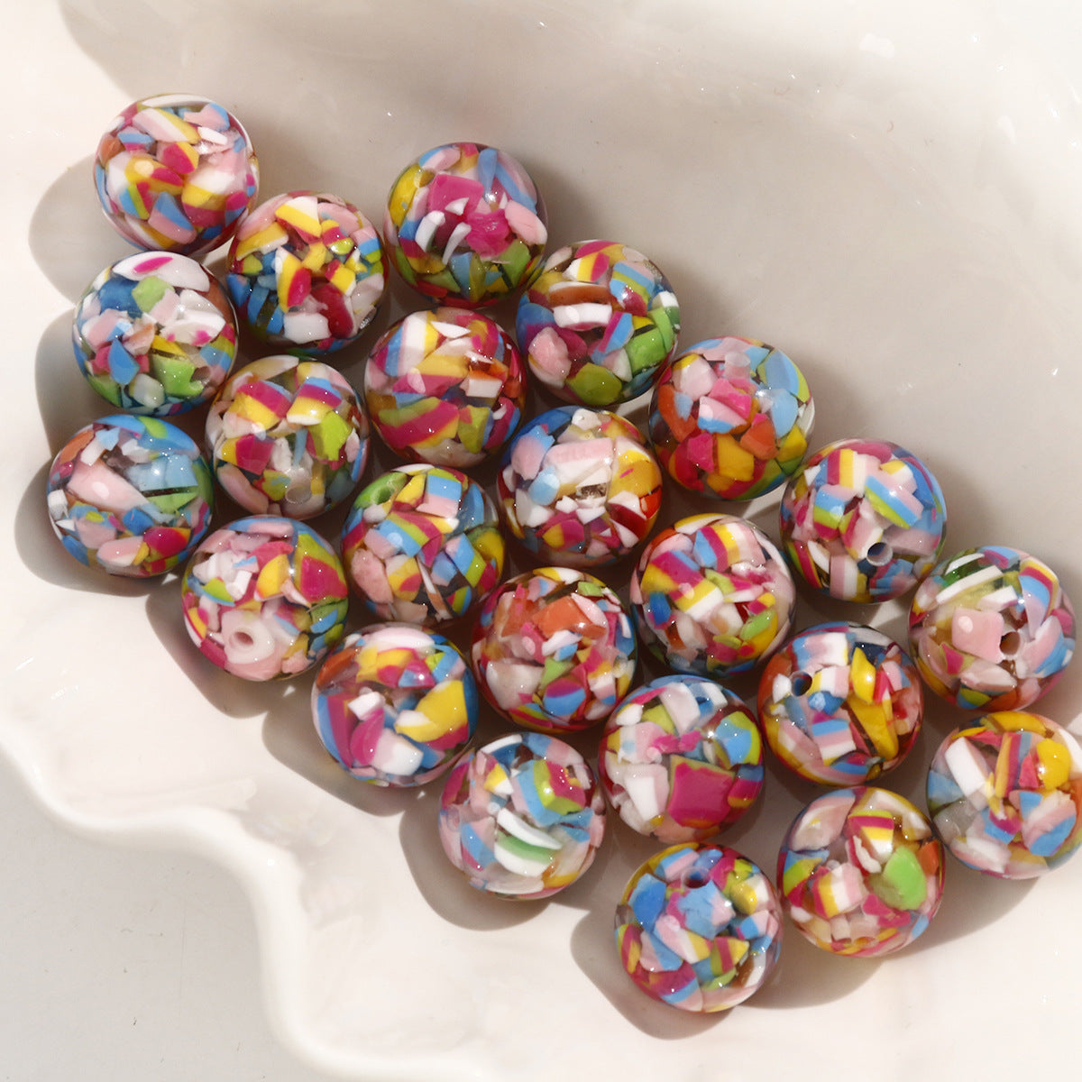 17MM Rainbow splinters resin beads DIY jewelry material