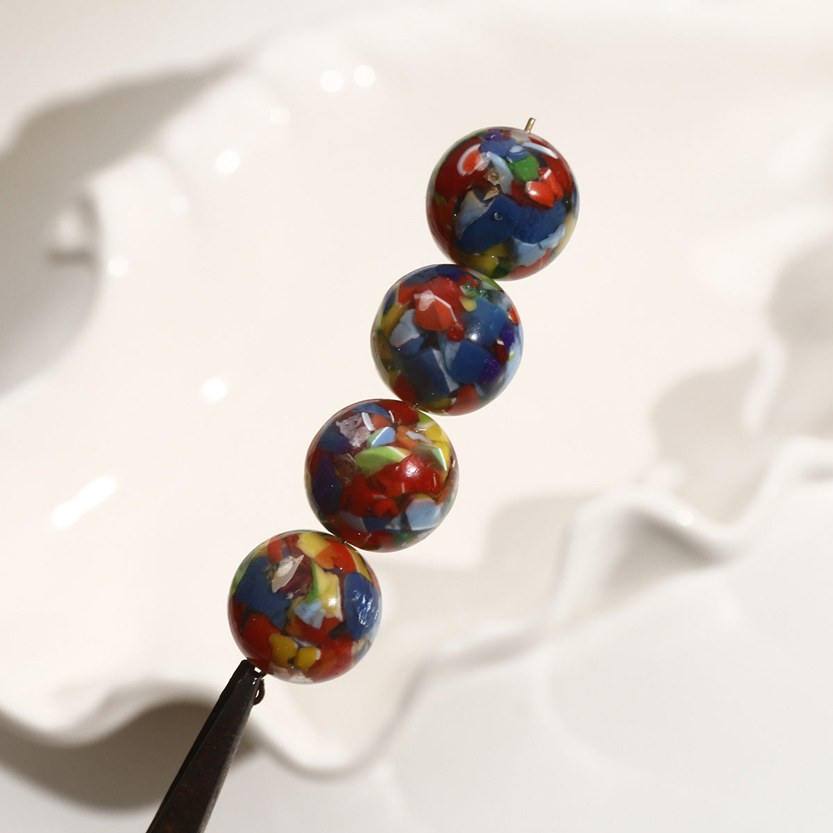 17MM Rainbow splinters resin beads DIY jewelry material