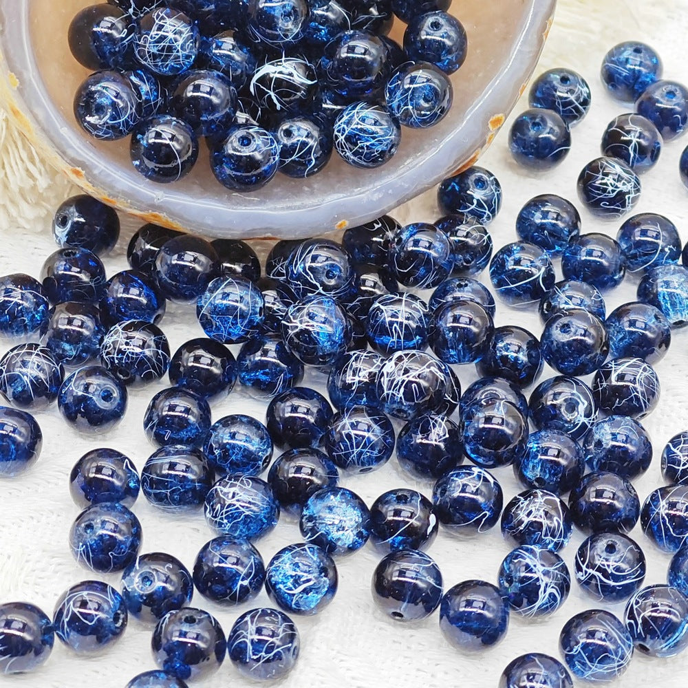 10MM brushed cracked glass beads DIY semi-finished jewelry accessorie