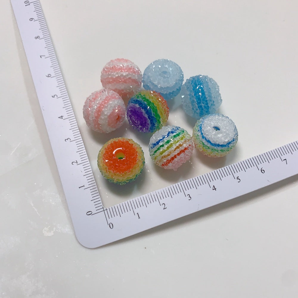 19MM DIY Resin striped rainbow granulated sugar beads