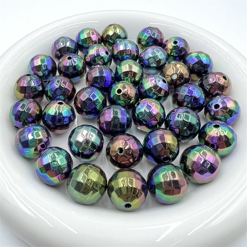 16MM electroplated multi-color acrylic disco beads