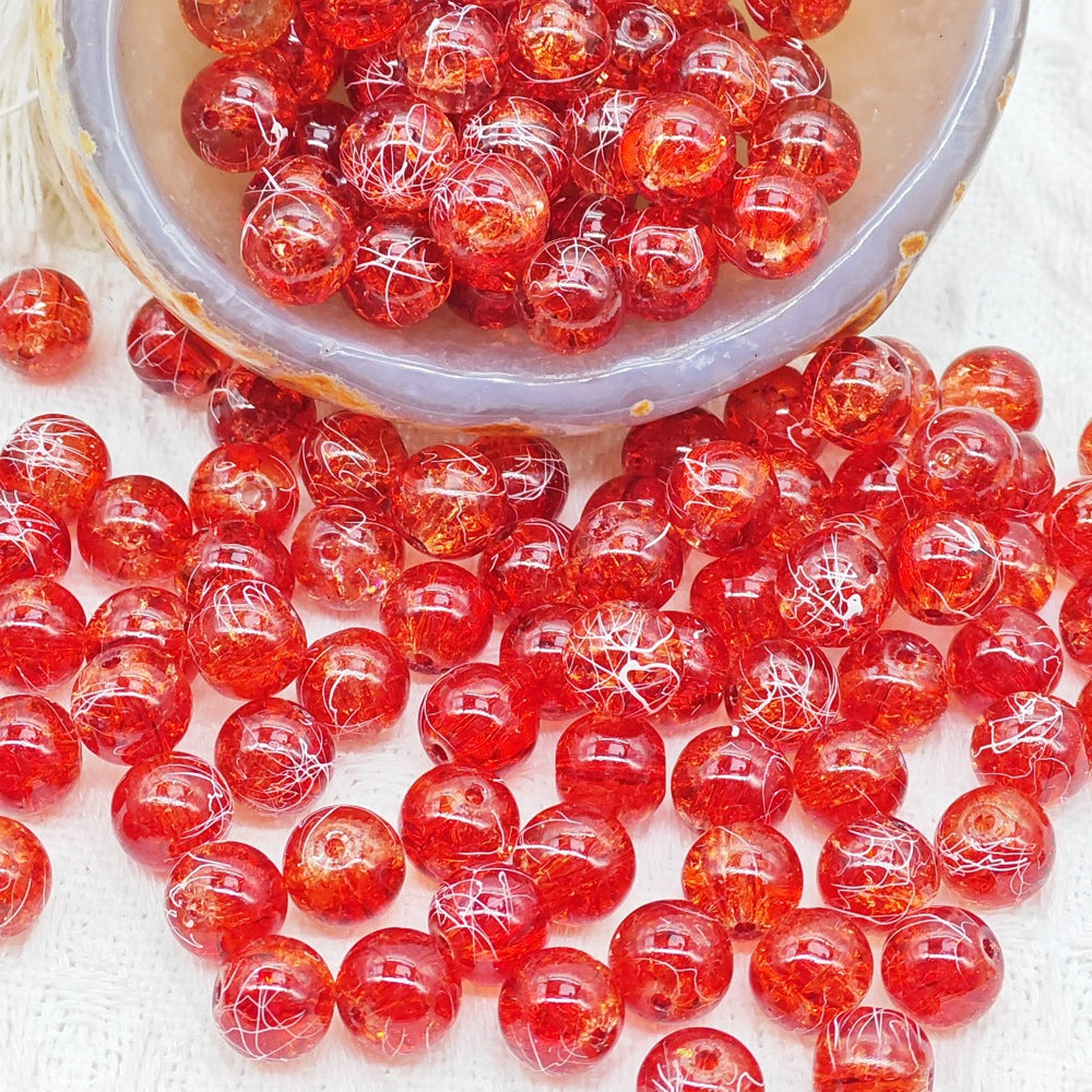 10MM brushed cracked glass beads DIY semi-finished jewelry accessorie