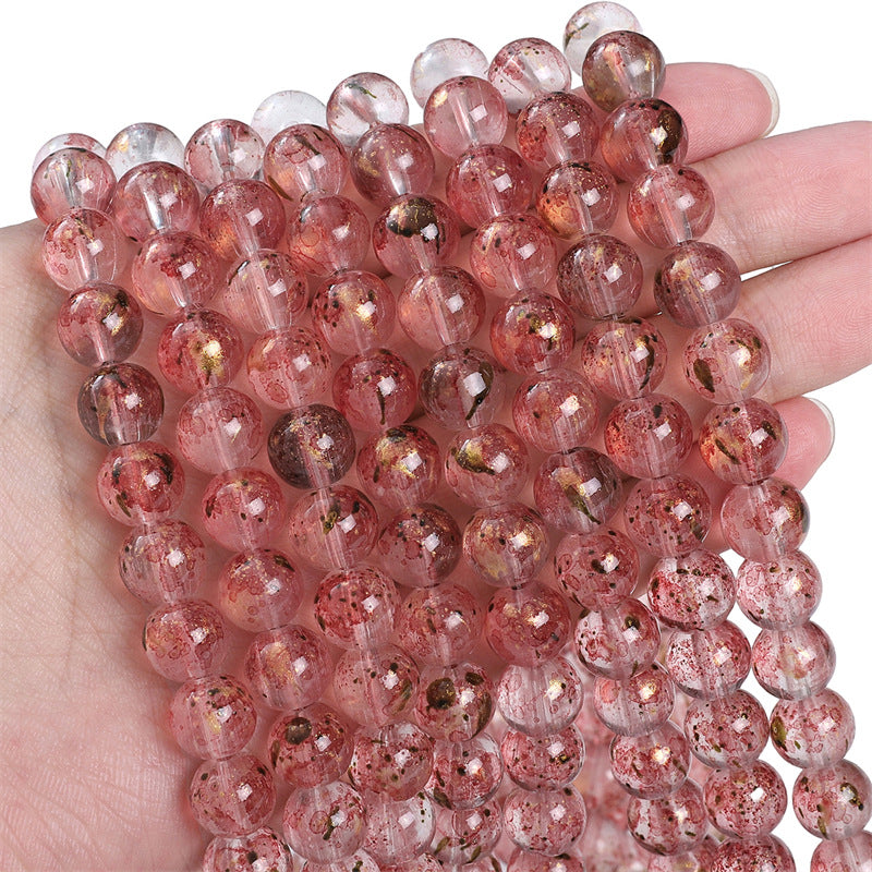 8MM transparent ink sprinkling gold glass beads handmade DIY material