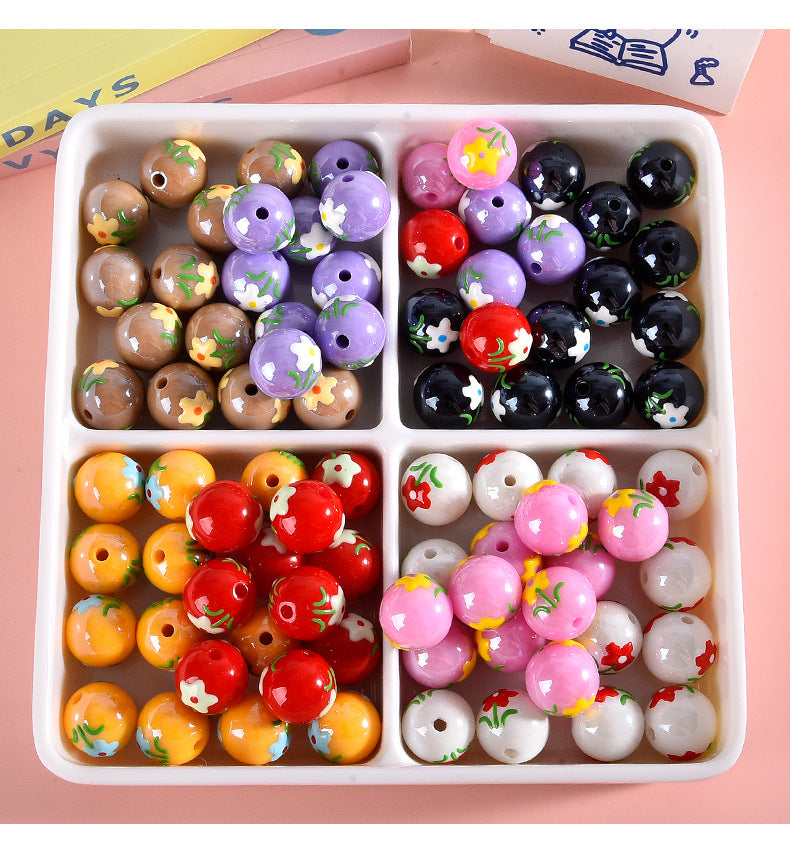 15MM cartoon hand made small flower resin DIY beads