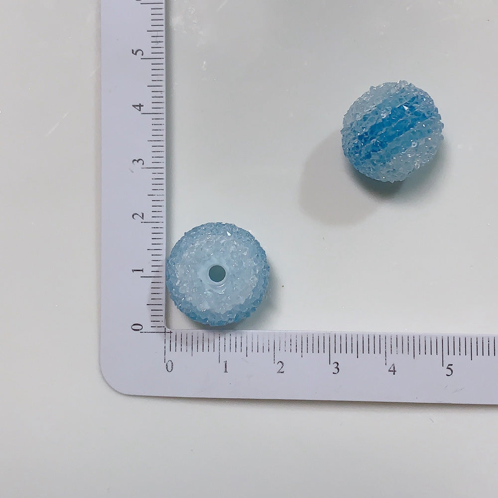 19MM DIY Resin striped rainbow granulated sugar beads