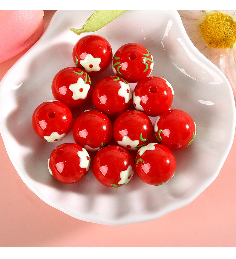 15MM cartoon hand made small flower resin DIY beads