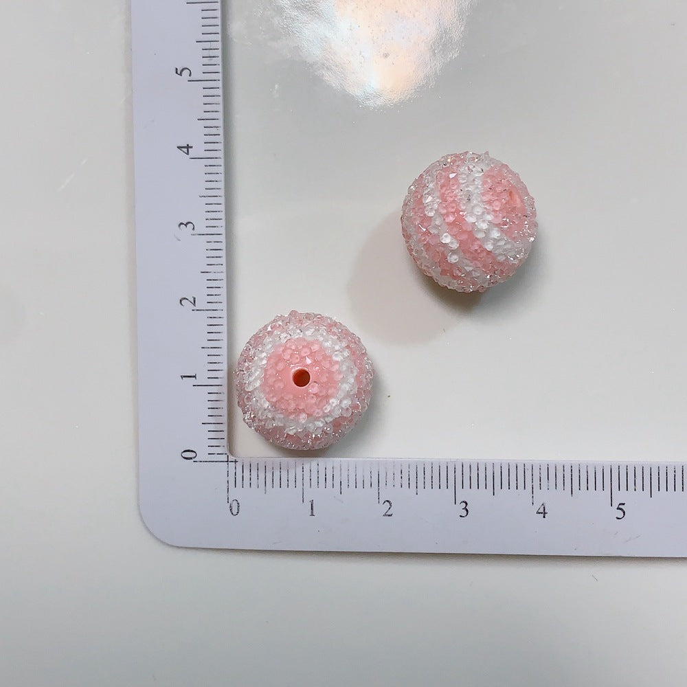 19MM DIY Resin striped rainbow granulated sugar beads