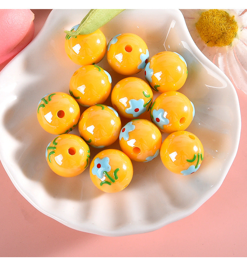 15MM cartoon hand made small flower resin DIY beads