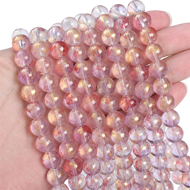 8MM transparent ink sprinkling gold glass beads handmade DIY material