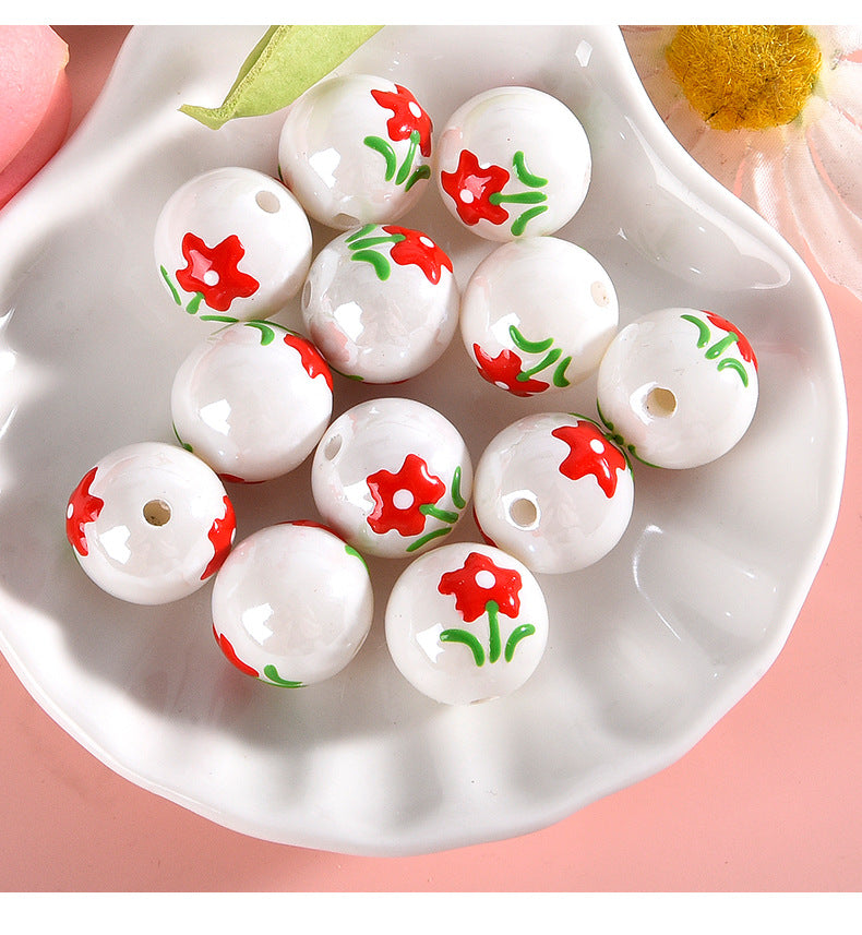 15MM cartoon hand made small flower resin DIY beads