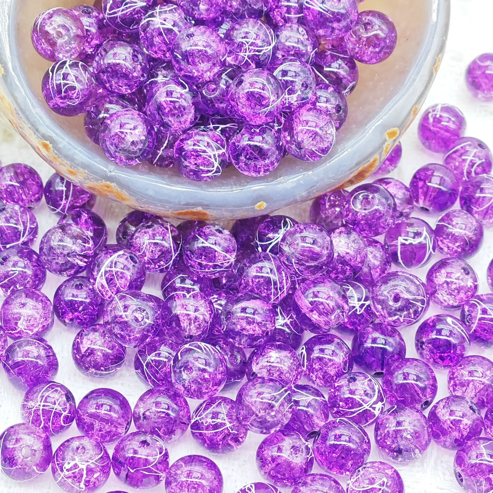 10MM brushed cracked glass beads DIY semi-finished jewelry accessorie