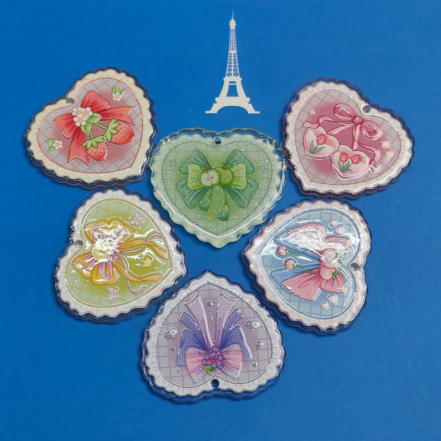 DIY Hand Painted Acrylic Pendant Flower Ocean Natural Acrylic Pendant with Holes JC0004YA