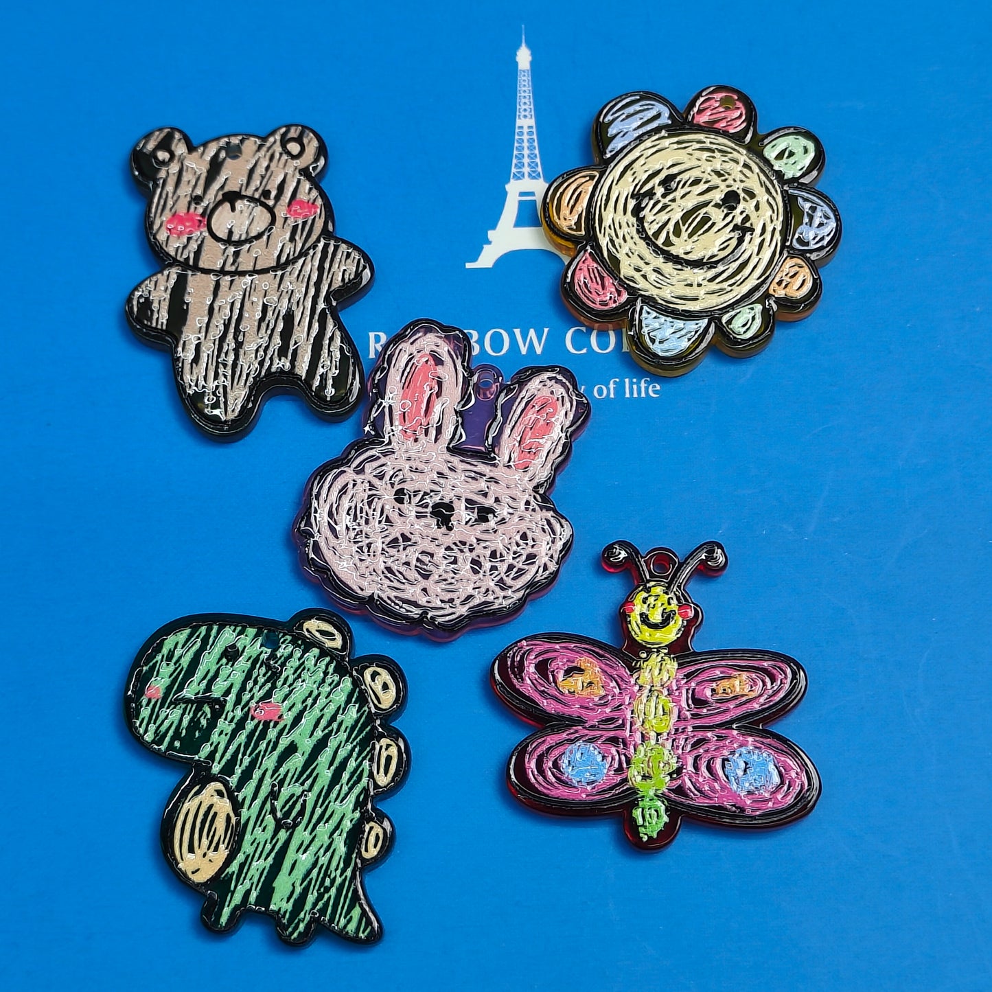 DIY Earrings Hand Painted Acrylic Pendant Animal Single Sided Acrylic Pendant with Hole JC0003YA