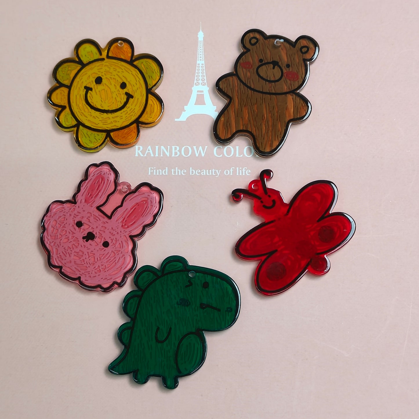 DIY Earrings Hand Painted Acrylic Pendant Animal Single Sided Acrylic Pendant with Hole JC0003YA