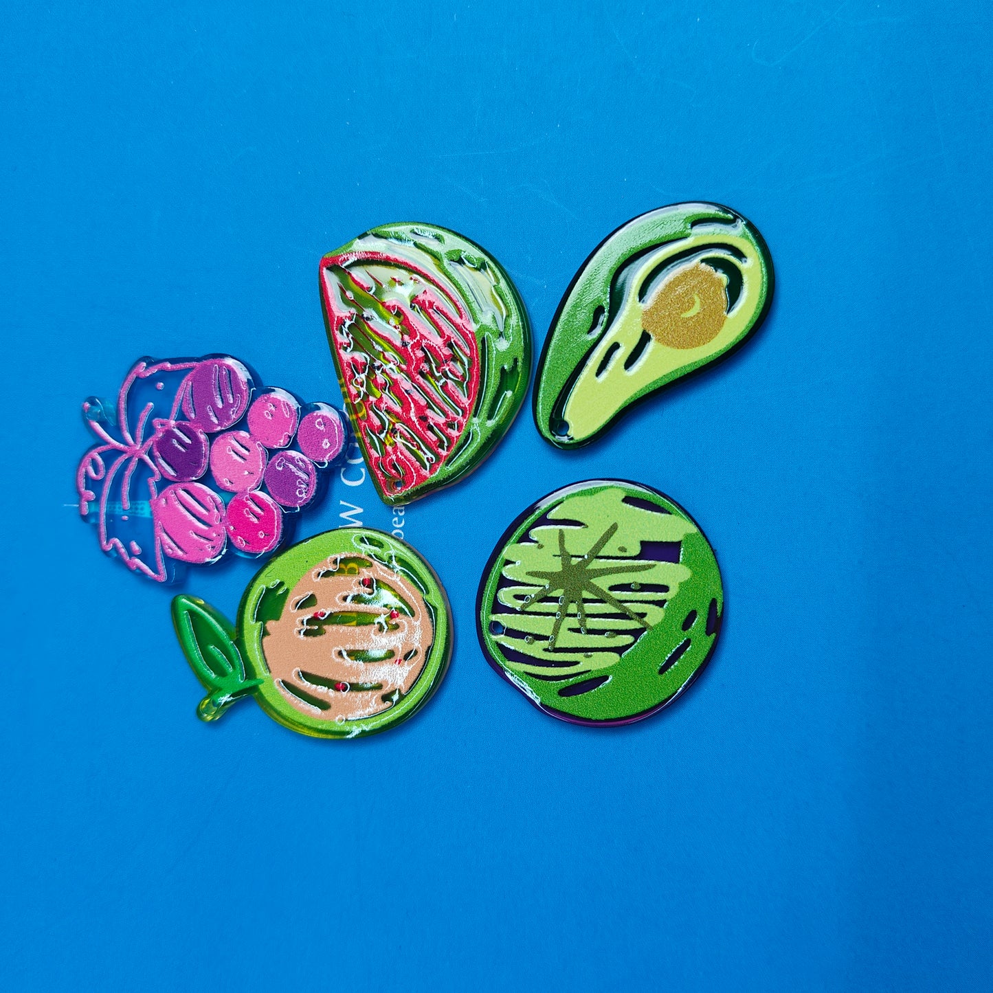 DIY Fruit Acrylic Pendant Single-Sided Design with Holes Hand-Painted Acrylic Pendant JC0009YA