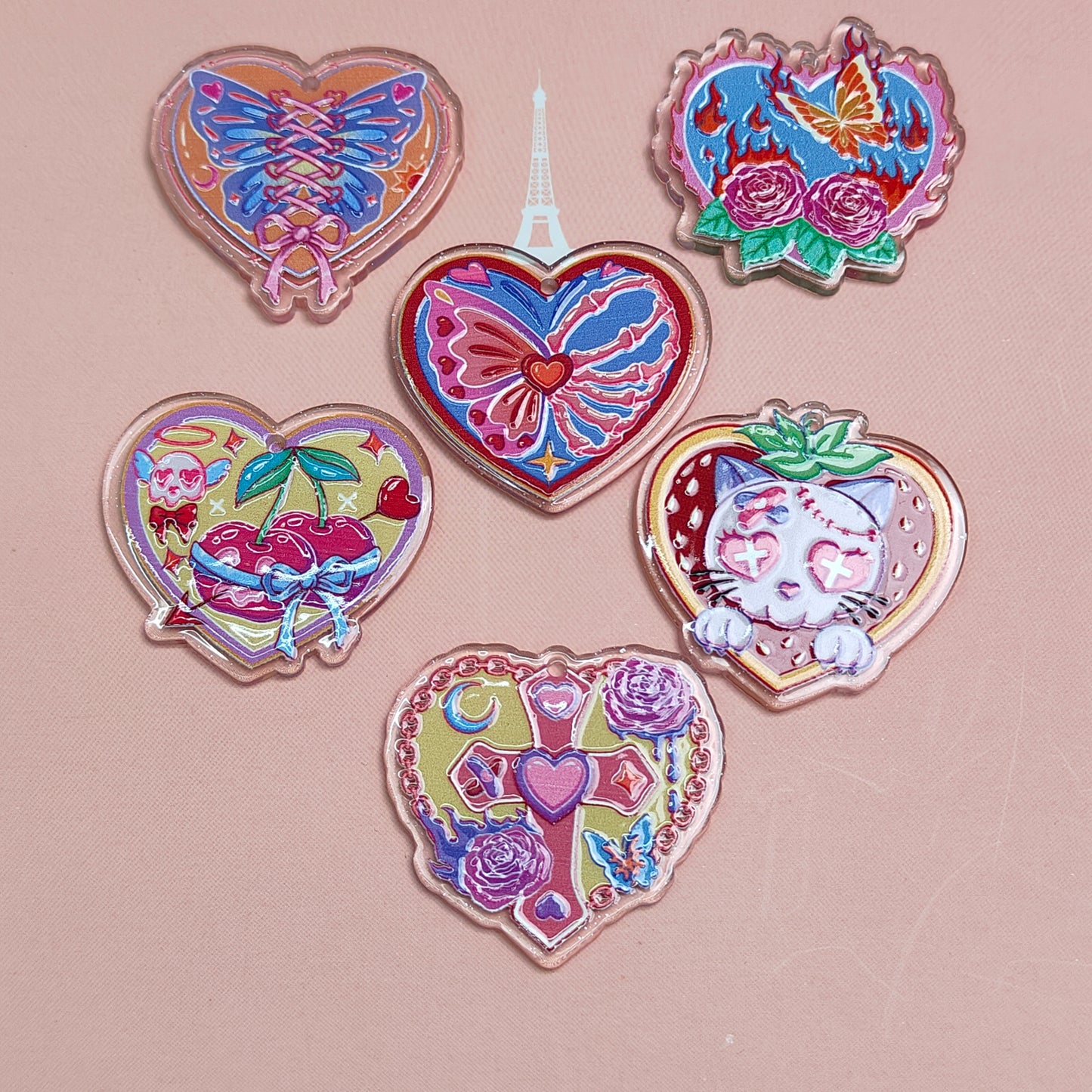DIY Carved Acrylic Pendant with Holes Love Flower Flame Acrylic Pendant JC0007YA