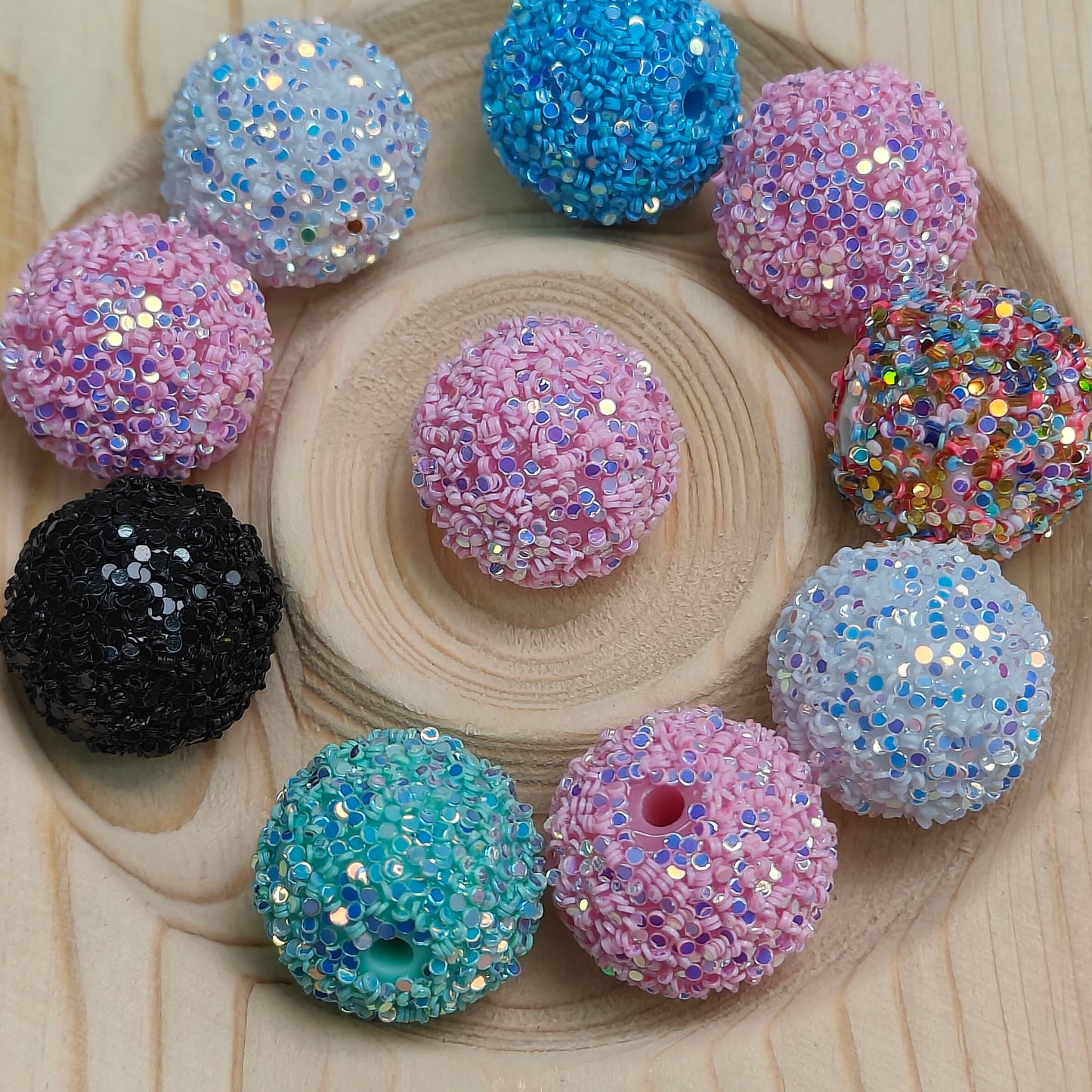 DIY SequinsBeads Round Disco Ball Bead Bubblegum Mixed Color Round Crystal Sparkly Beads for Pens Jewelry Making DIY Necklace Bracelet Multicolor JC0013ZZ
