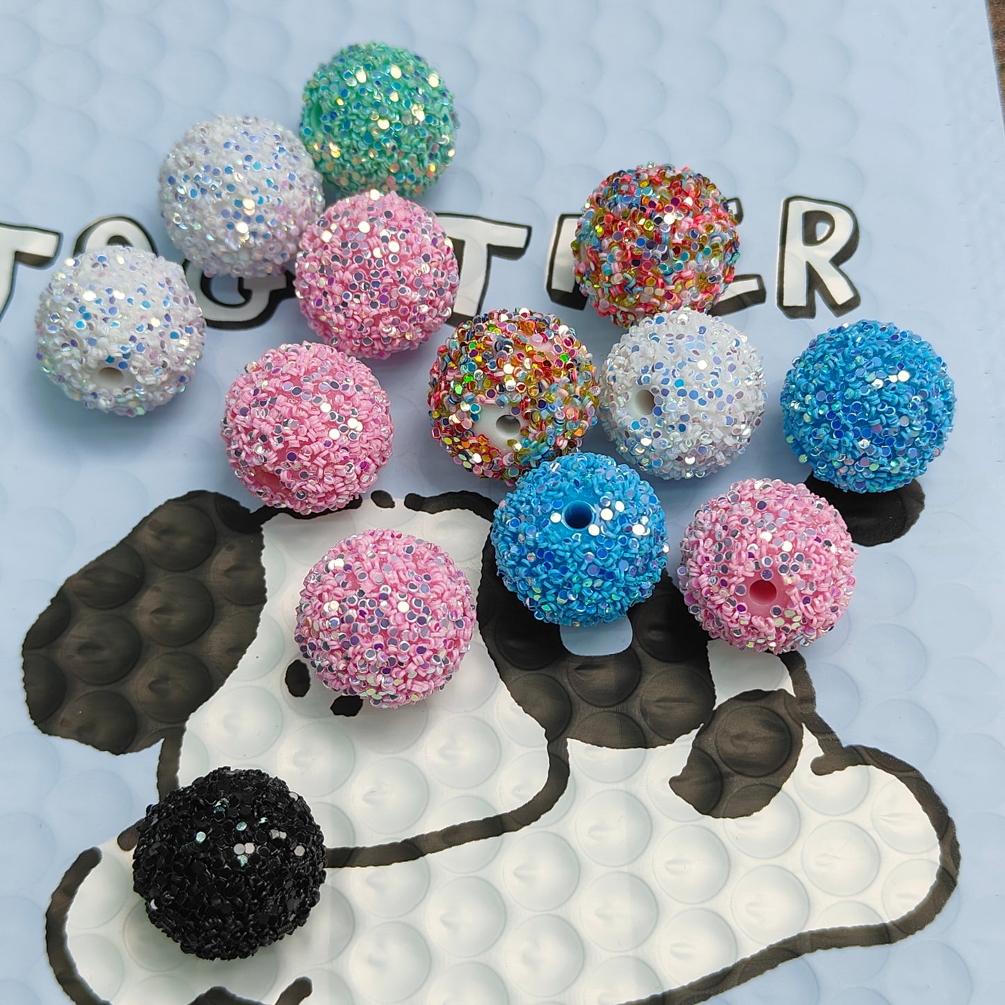 DIY SequinsBeads Round Disco Ball Bead Bubblegum Mixed Color Round Crystal Sparkly Beads for Pens Jewelry Making DIY Necklace Bracelet Multicolor JC0013ZZ