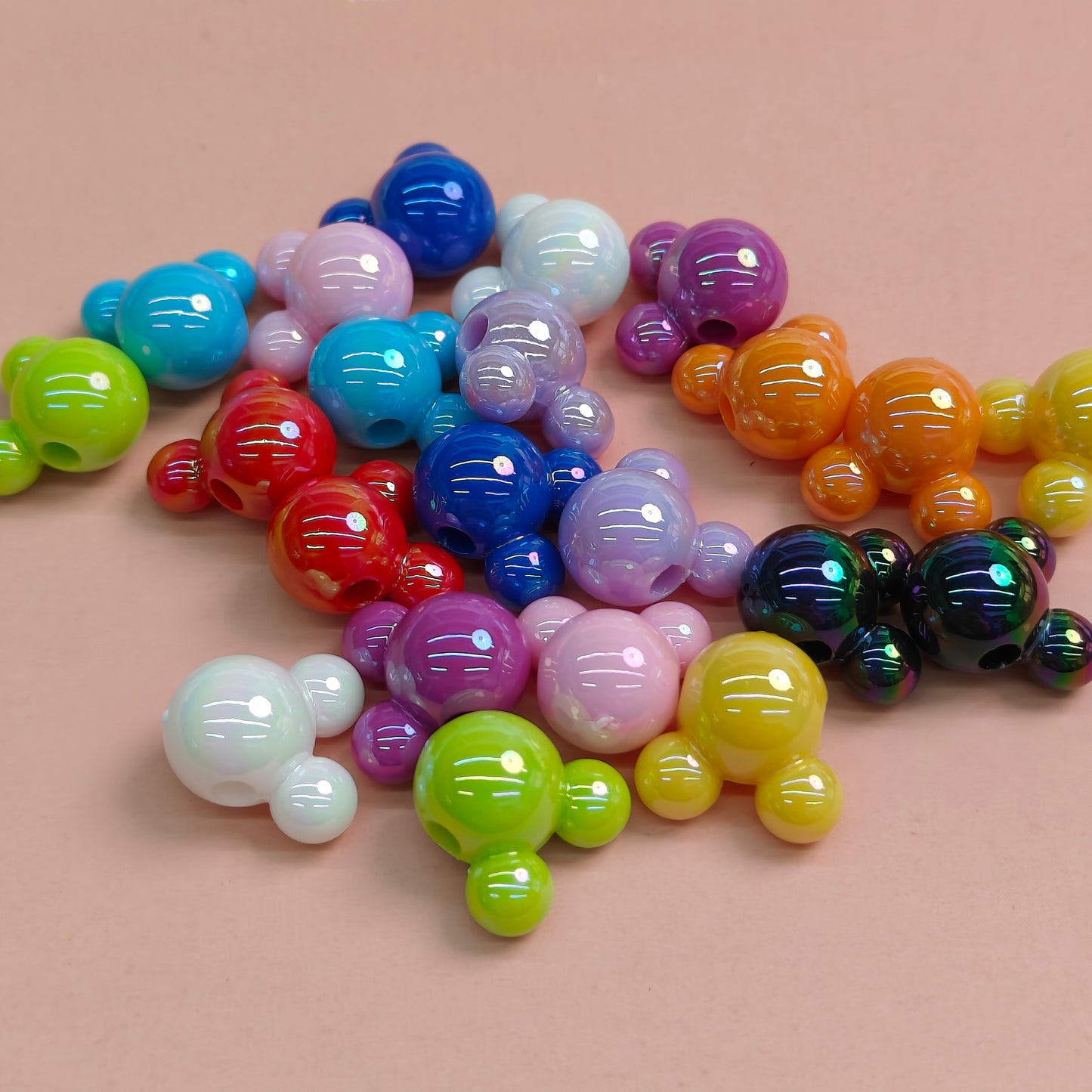 Bright Neon Mouse Head Acrylic Spacer Beads for DIY Hair Clip Jewelry Making Bracelet Necklace Pendants Handmade Gifts Mix Color JC0016ZZ