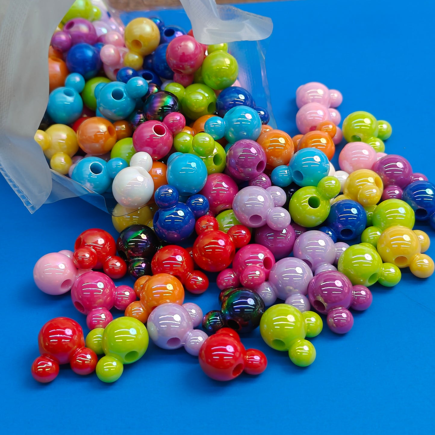 Bright Neon Mouse Head Acrylic Spacer Beads for DIY Hair Clip Jewelry Making Bracelet Necklace Pendants Handmade Gifts Mix Color JC0016ZZ