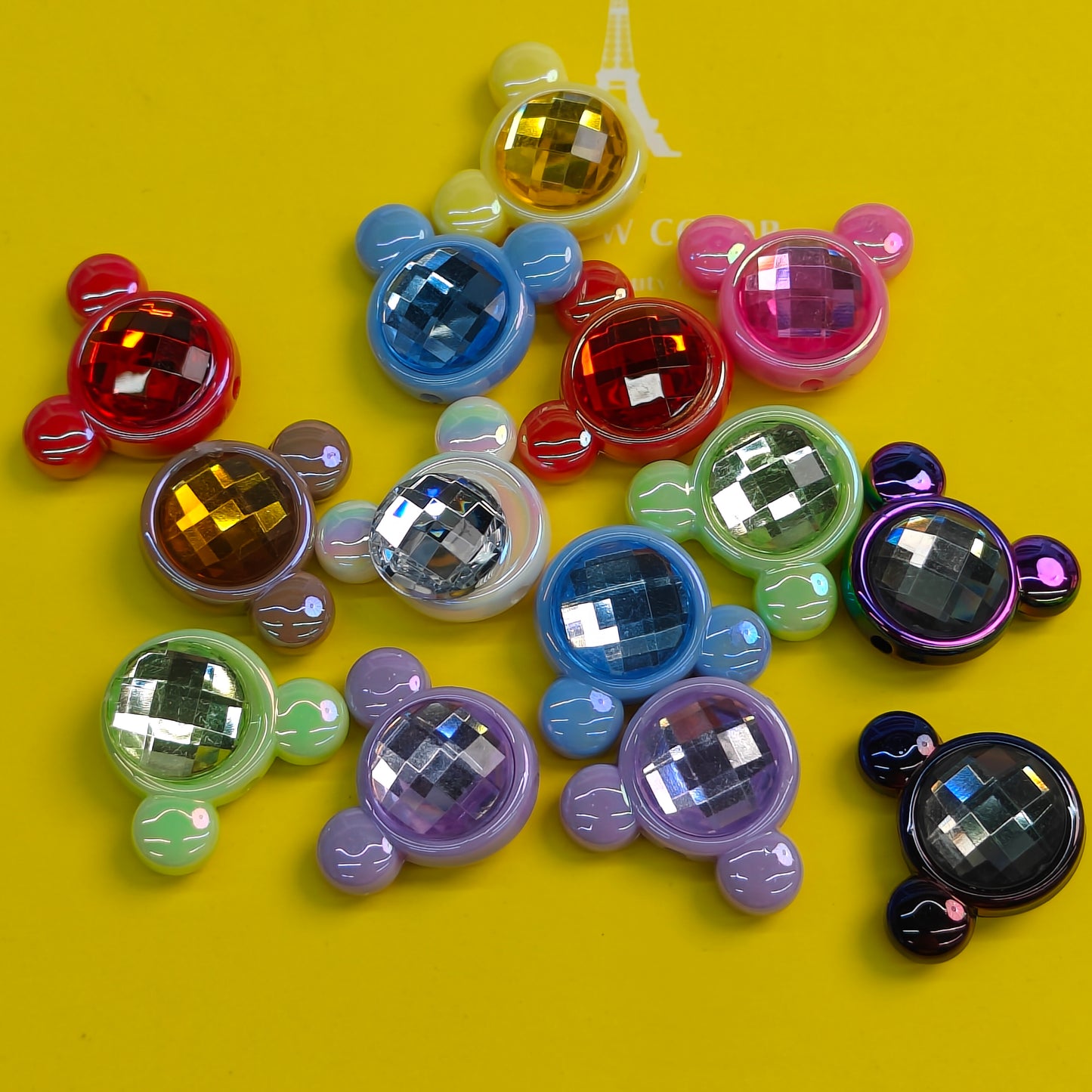 Mouse Shap Diamond Surface Beads for DIY Hair Clip Jewelry Making Bracelet Necklace Pendants Handmade Gifts Mix Color JC0015ZZ