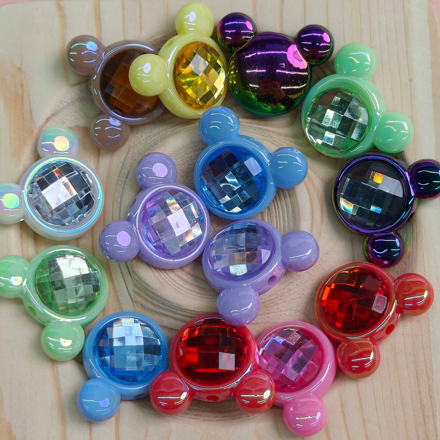 Mouse Shap Diamond Surface Beads for DIY Hair Clip Jewelry Making Bracelet Necklace Pendants Handmade Gifts Mix Color JC0015ZZ