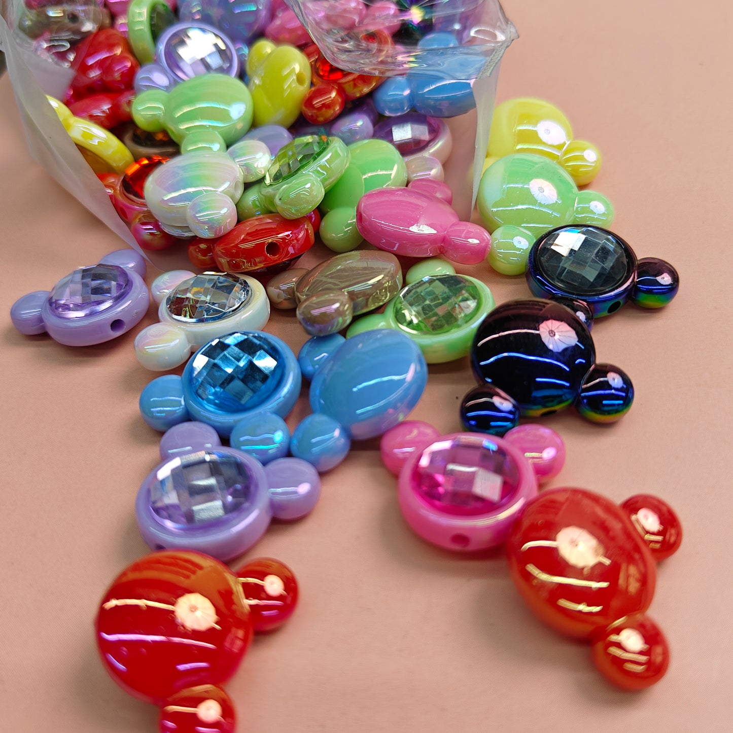 Mouse Shap Diamond Surface Beads for DIY Hair Clip Jewelry Making Bracelet Necklace Pendants Handmade Gifts Mix Color JC0015ZZ