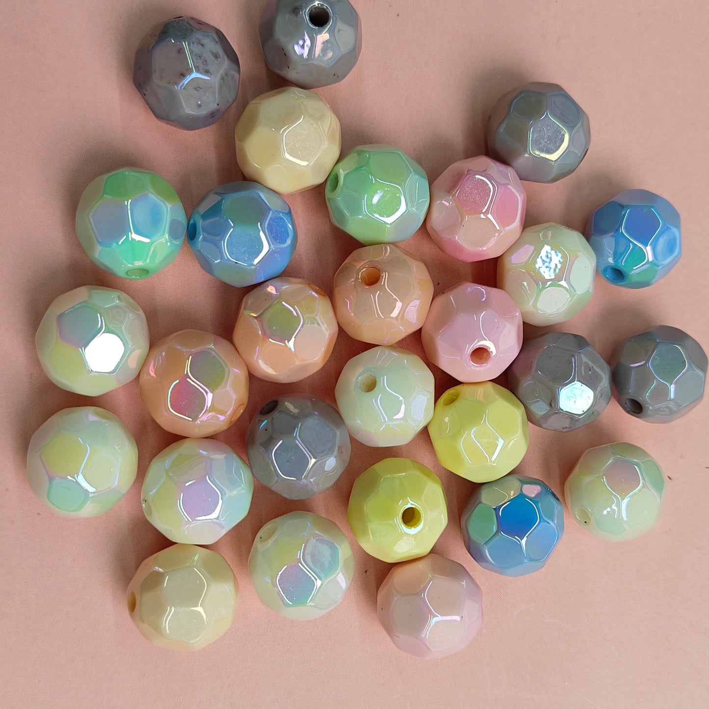 DIY Chunky Acrylic Solid AB Faceted Beads for Fashion Jewelry Necklace Making Acrylic Faceted Round Craft Beads Mixed Pastels JC0024ZZ