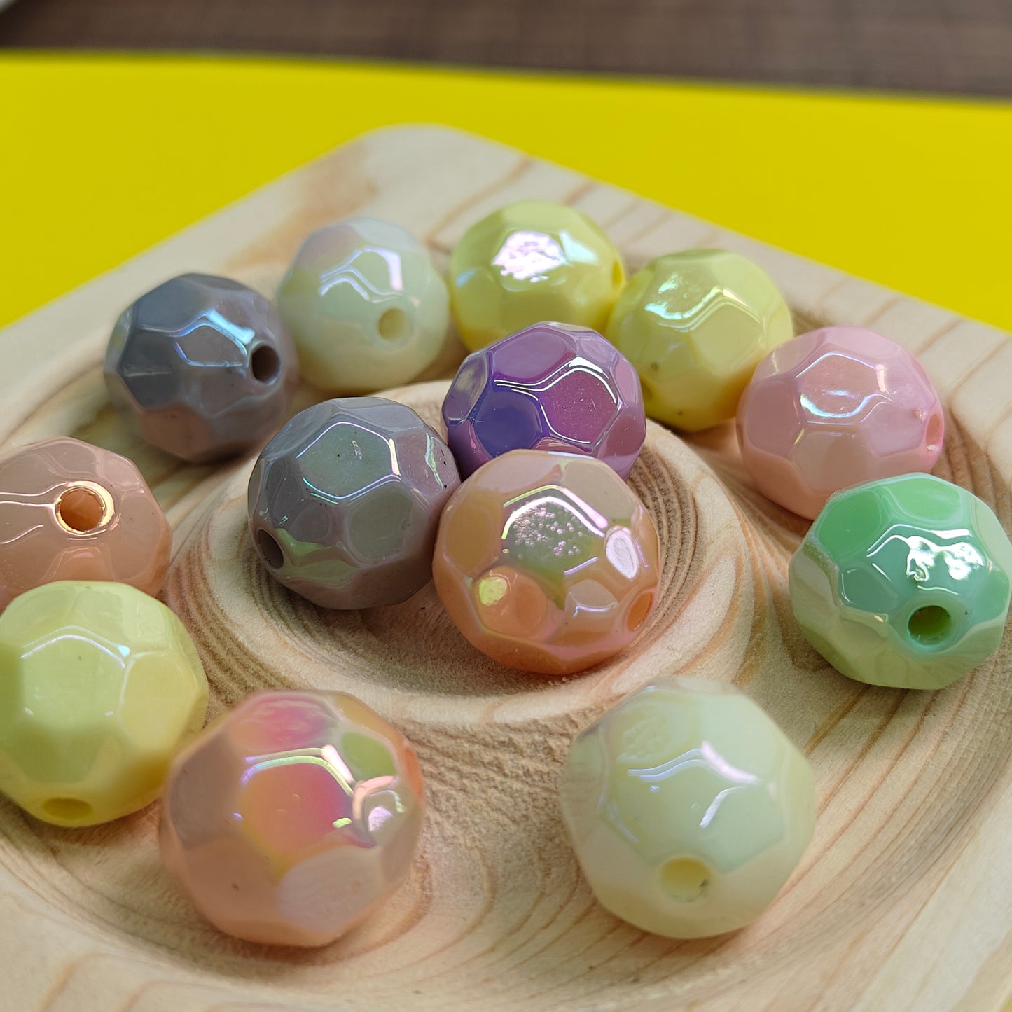 DIY Chunky Acrylic Solid AB Faceted Beads for Fashion Jewelry Necklace Making Acrylic Faceted Round Craft Beads Mixed Pastels JC0024ZZ