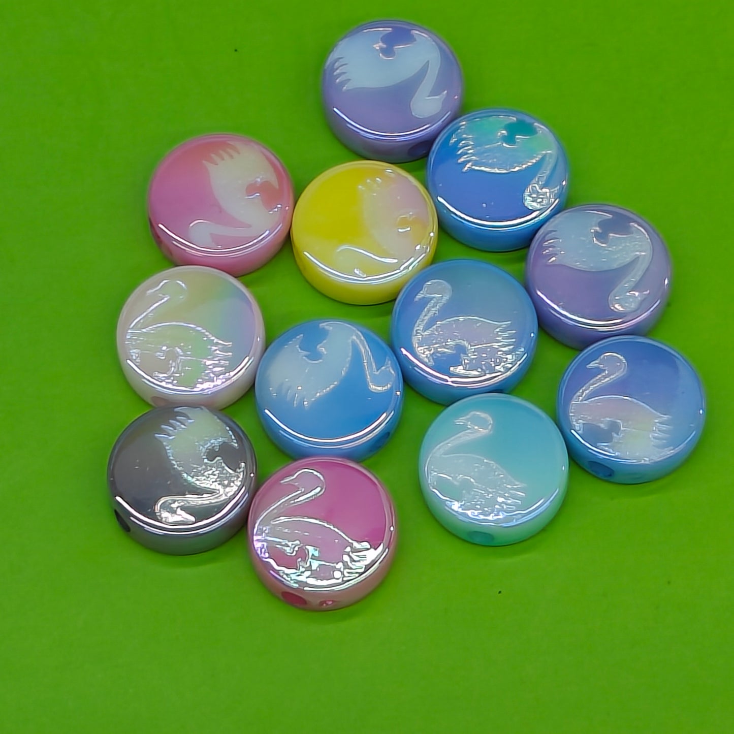 DIY swan logo round cake shape beads 17mm 100PCS JC0030ZZ