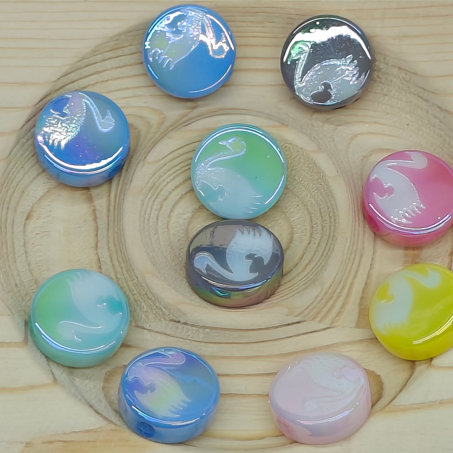 DIY swan logo round cake shape beads 17mm 100PCS JC0030ZZ