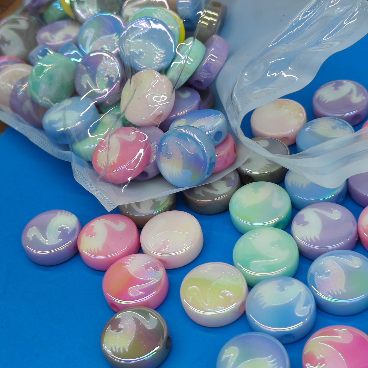 DIY swan logo round cake shape beads 17mm 100PCS JC0030ZZ