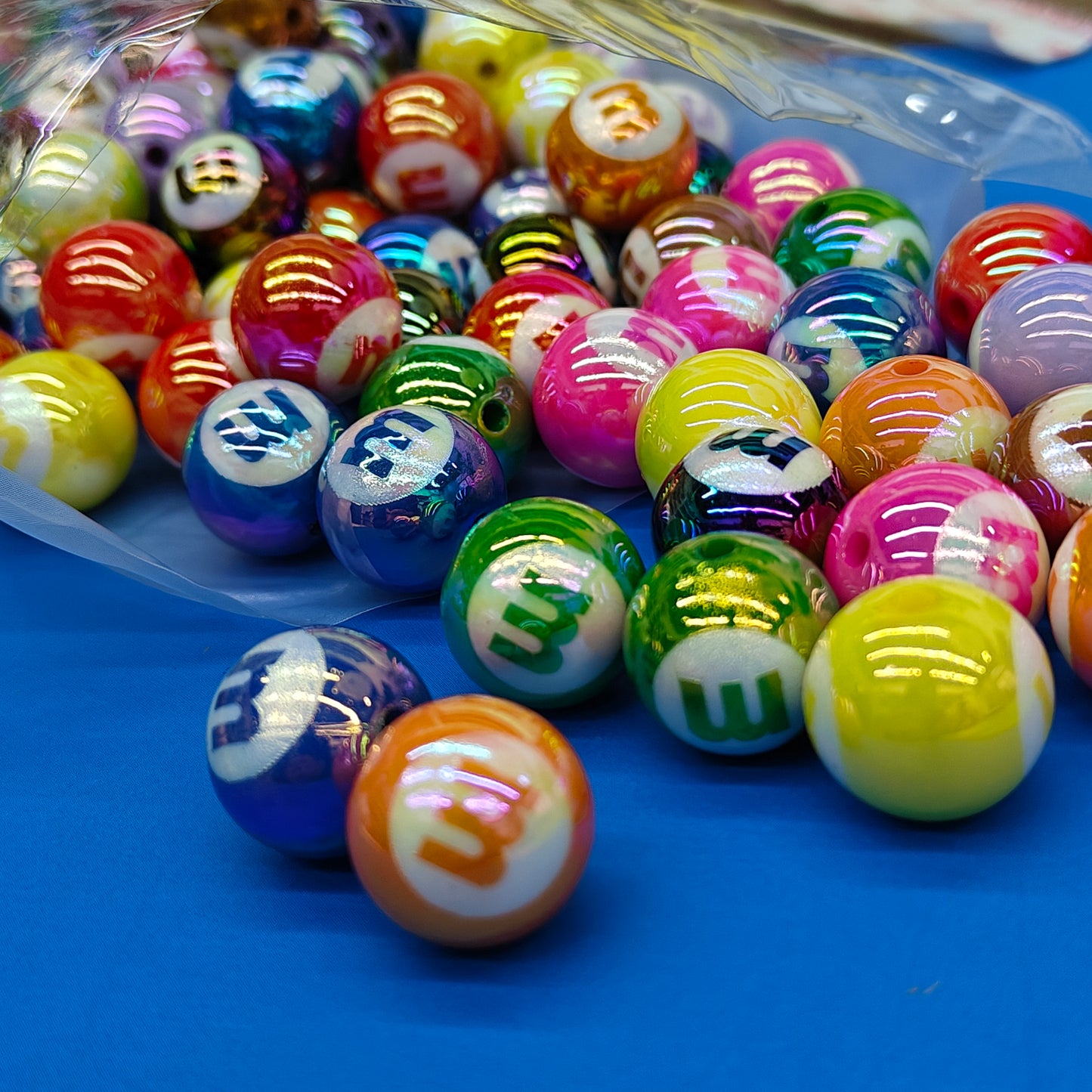 DIY Billiards MM Bean Color Round Beads 16mm UV Process JC0039ZZ